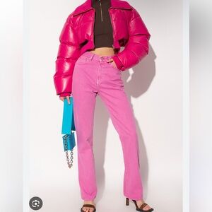 Jacquemus Vibrant Pink Straight Leg Jeans 30